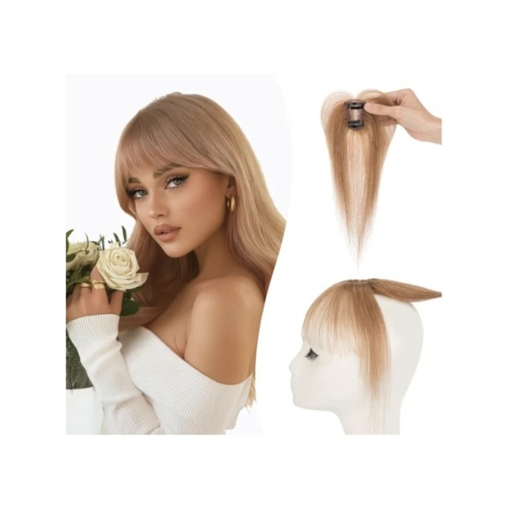TESSHAIR Bangs Hair Clip 100% Remy Human Hair 3D Wispy Bangs Light Brown #06 10g